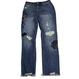 Abercrombie & Fitch Annie High Rise Girlfriend Floral Embroidered Size: 25